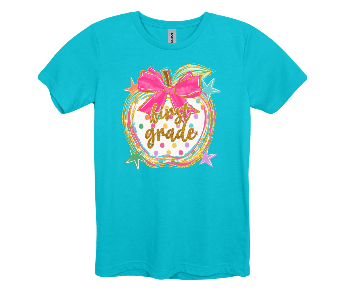 Pre-K Through 4th Grade Gold Glitter Apple Shirts