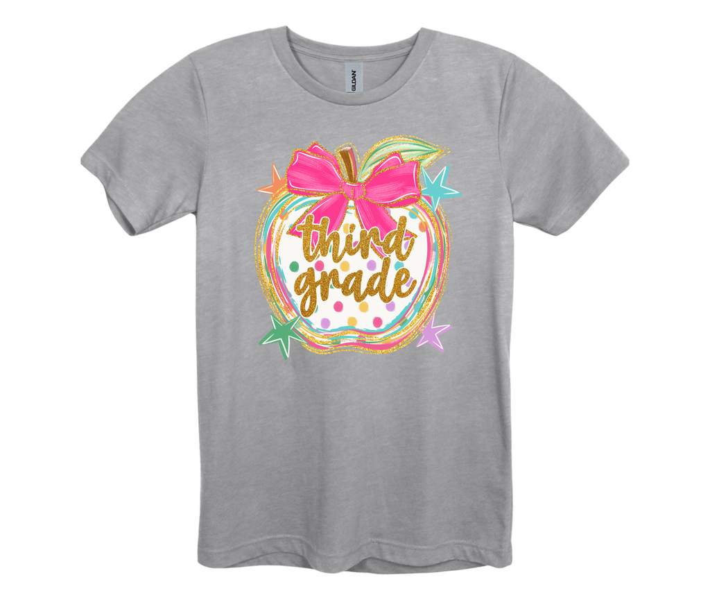 Pre-K Through 4th Grade Gold Glitter Apple Shirts