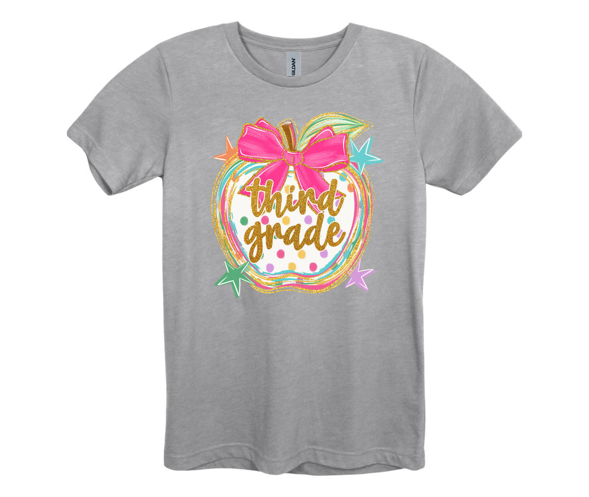 Pre-K Through 4th Grade Gold Glitter Apple Shirts