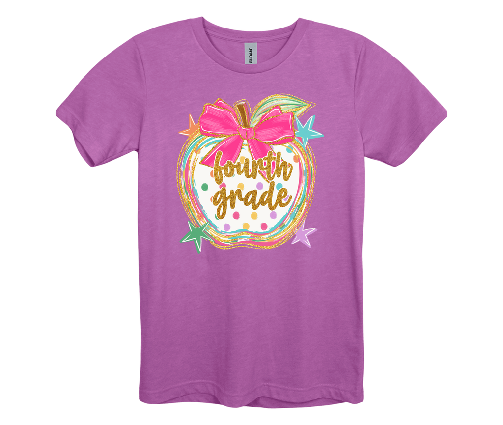 Pre-K Through 4th Grade Gold Glitter Apple Shirts