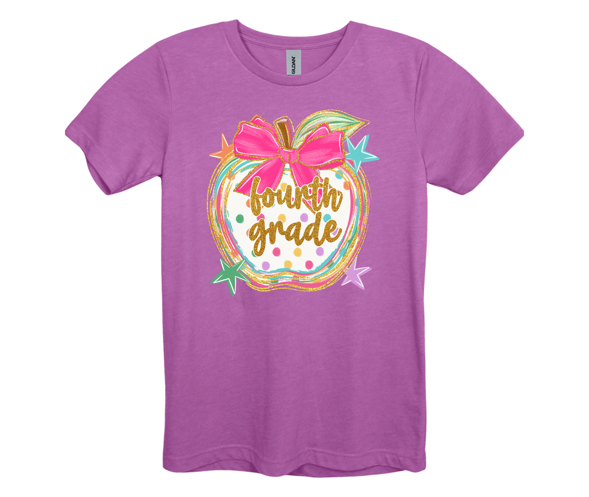 Pre-K Through 4th Grade Gold Glitter Apple Shirts